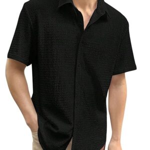 greciilooks men polycotton shirt | stylish | printed | regular fit casual | formal | solid slim fit | half sleeve | summer outdoor activities | textured (combo pack of 2)